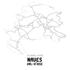 NAVES Val-d'Oise. Minimalistic street map with black and white lines.