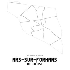 ARS-SUR-FORMANS Val-d'Oise. Minimalistic street map with black and white lines.