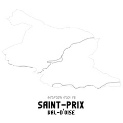 SAINT-PRIX Val-d'Oise. Minimalistic street map with black and white lines.
