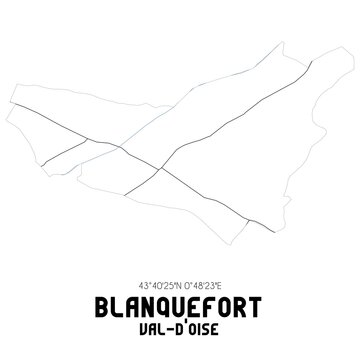 BLANQUEFORT Val-d'Oise. Minimalistic street map with black and white lines.