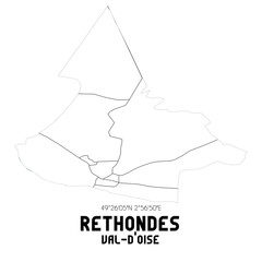 RETHONDES Val-d'Oise. Minimalistic street map with black and white lines.