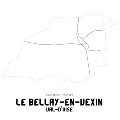 LE BELLAY-EN-VEXIN Val-d'Oise. Minimalistic street map with black and white lines.