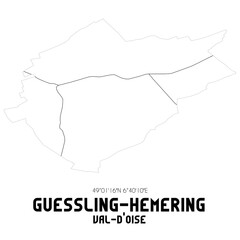 GUESSLING-HEMERING Val-d'Oise. Minimalistic street map with black and white lines.