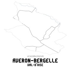 AVERON-BERGELLE Val-d'Oise. Minimalistic street map with black and white lines.