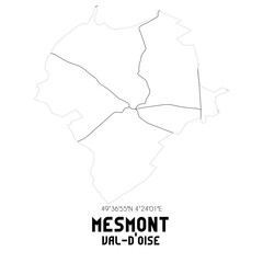 MESMONT Val-d'Oise. Minimalistic street map with black and white lines.
