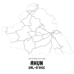 AHUN Val-d'Oise. Minimalistic street map with black and white lines.