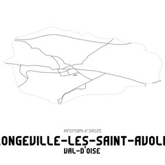 LONGEVILLE-LES-SAINT-AVOLD Val-d'Oise. Minimalistic street map with black and white lines.