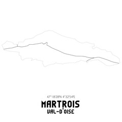 MARTROIS Val-d'Oise. Minimalistic street map with black and white lines.