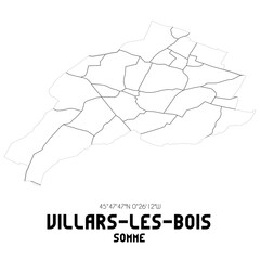 VILLARS-LES-BOIS Somme. Minimalistic street map with black and white lines.