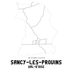 SANCY-LES-PROVINS Val-d'Oise. Minimalistic street map with black and white lines.