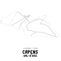 CAPENS Val-d'Oise. Minimalistic street map with black and white lines.