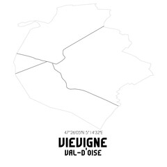 VIEVIGNE Val-d'Oise. Minimalistic street map with black and white lines.
