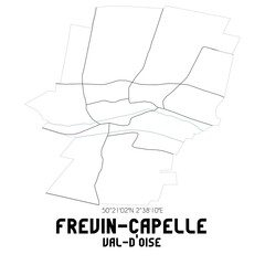 FREVIN-CAPELLE Val-d'Oise. Minimalistic street map with black and white lines.