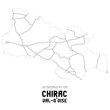 CHIRAC Val-d'Oise. Minimalistic street map with black and white lines.