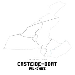 CASTEIDE-DOAT Val-d'Oise. Minimalistic street map with black and white lines.