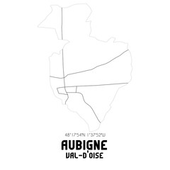AUBIGNE Val-d'Oise. Minimalistic street map with black and white lines.