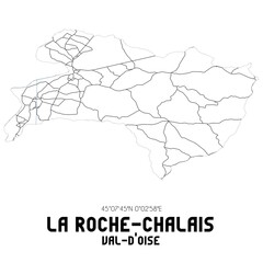 LA ROCHE-CHALAIS Val-d'Oise. Minimalistic street map with black and white lines.