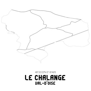 LE CHALANGE Val-d'Oise. Minimalistic street map with black and white lines.