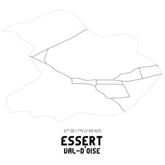 ESSERT Val-d'Oise. Minimalistic street map with black and white lines.