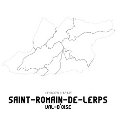 SAINT-ROMAIN-DE-LERPS Val-d'Oise. Minimalistic street map with black and white lines.