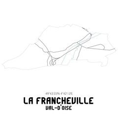 LA FRANCHEVILLE Val-d'Oise. Minimalistic street map with black and white lines.