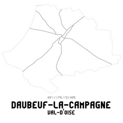 DAUBEUF-LA-CAMPAGNE Val-d'Oise. Minimalistic street map with black and white lines.