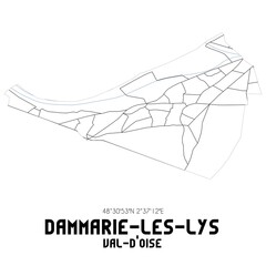 DAMMARIE-LES-LYS Val-d'Oise. Minimalistic street map with black and white lines.