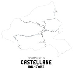 Obraz premium CASTELLANE Val-d'Oise. Minimalistic street map with black and white lines.