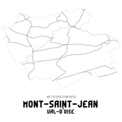 MONT-SAINT-JEAN Val-d'Oise. Minimalistic street map with black and white lines.