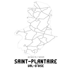 SAINT-PLANTAIRE Val-d'Oise. Minimalistic street map with black and white lines.