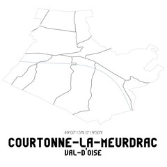 COURTONNE-LA-MEURDRAC Val-d'Oise. Minimalistic street map with black and white lines.