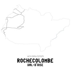 ROCHECOLOMBE Val-d'Oise. Minimalistic street map with black and white lines.