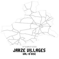 Obraz premium JARZE VILLAGES Val-d'Oise. Minimalistic street map with black and white lines.