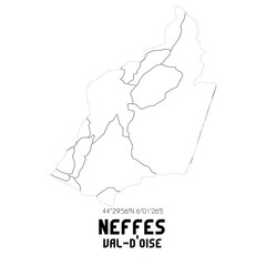 NEFFES Val-d'Oise. Minimalistic street map with black and white lines.