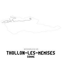 THOLLON-LES-MEMISES Somme. Minimalistic street map with black and white lines.