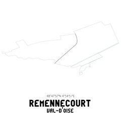 REMENNECOURT Val-d'Oise. Minimalistic street map with black and white lines.