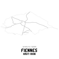 FIENNES Haut-Rhin. Minimalistic street map with black and white lines.