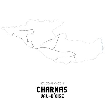 CHARNAS Val-d'Oise. Minimalistic street map with black and white lines.