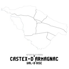 CASTEX-D'ARMAGNAC Val-d'Oise. Minimalistic street map with black and white lines.
