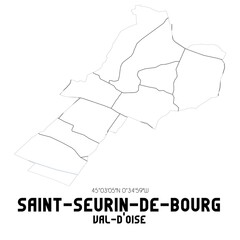 SAINT-SEURIN-DE-BOURG Val-d'Oise. Minimalistic street map with black and white lines.