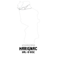 MARIGNAC Val-d'Oise. Minimalistic street map with black and white lines.
