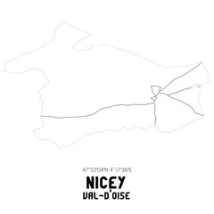NICEY Val-d'Oise. Minimalistic street map with black and white lines.