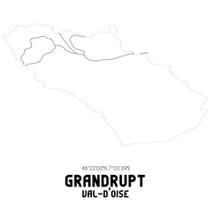 GRANDRUPT Val-d'Oise. Minimalistic street map with black and white lines.