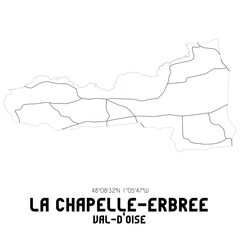 LA CHAPELLE-ERBREE Val-d'Oise. Minimalistic street map with black and white lines.