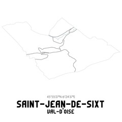 SAINT-JEAN-DE-SIXT Val-d'Oise. Minimalistic street map with black and white lines.