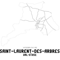 SAINT-LAURENT-DES-ARBRES Val-d'Oise. Minimalistic street map with black and white lines.