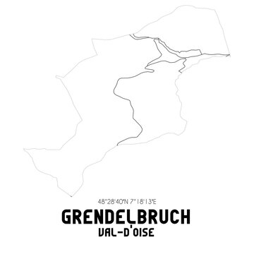 GRENDELBRUCH Val-d'Oise. Minimalistic street map with black and white lines.