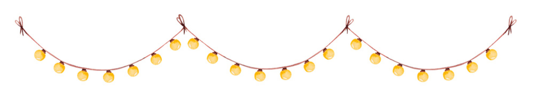 Garland with lamps, design element in cartoon style for greeting card.