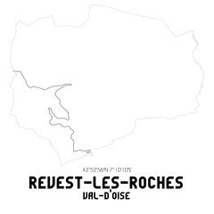 REVEST-LES-ROCHES Val-d'Oise. Minimalistic street map with black and white lines.