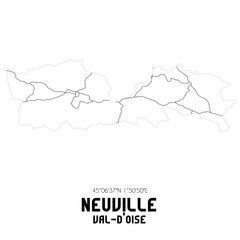 NEUVILLE Val-d'Oise. Minimalistic street map with black and white lines.